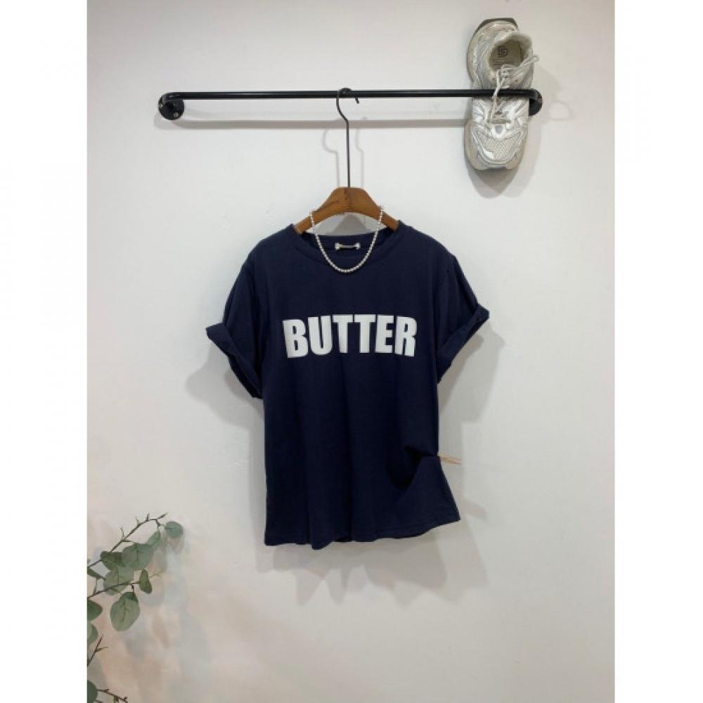 C S In The Room BuTTer leTTerIng Round neCk ShorT Sleeve T ShirT 4Color