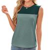 Summer Round Neck Color Blocked Sleeveless Top Short Sleeved Vest for Women Vests