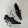 Fashion A New Spring Collection Of Retro Pointed-Toe Gothic Lace-Up Leather Shoes For Women With A Niche Design And Slender Heels