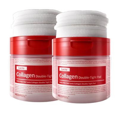 Rotes Lacto-Kollagen Double Tight Pad (70 Blatt x 2 Stück) Set mit großvolumigen, porenverfeinernden und -stärkenden Pads