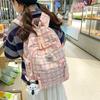 Plaid Backpack New Small Fresh Backpack Simple Color Junior High School Schoolbag College Bag