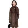 Autumn and Winter New Imitation Fur Coat Women's Medium and Long Imitation Mink Hair Mink Women's Clothing Thin Stand-up Collar Coat Medium and Old