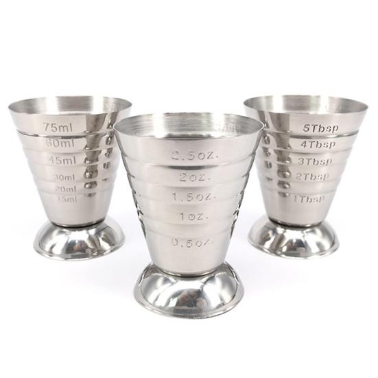 75ML Measuring Cup 3 Capacity Units Clear Scales Stable Base Non-slip Body Large-Capacity Hollow Bottom Mirror Shaker Cup Kitchen Gadget