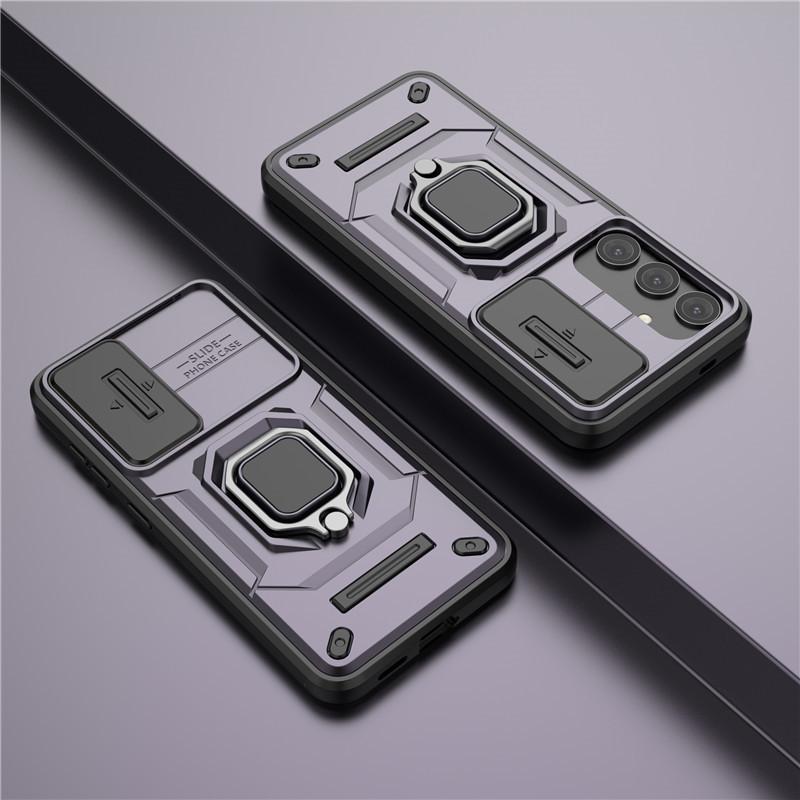 

Для Samsung Galaxy S24 Чехол для S23 S24 Plus Ultra Чехол для линз, раздвижное стекло, защитная броня, противоударный держатель, магнитный бампер For S23 Ultra фиолетовый