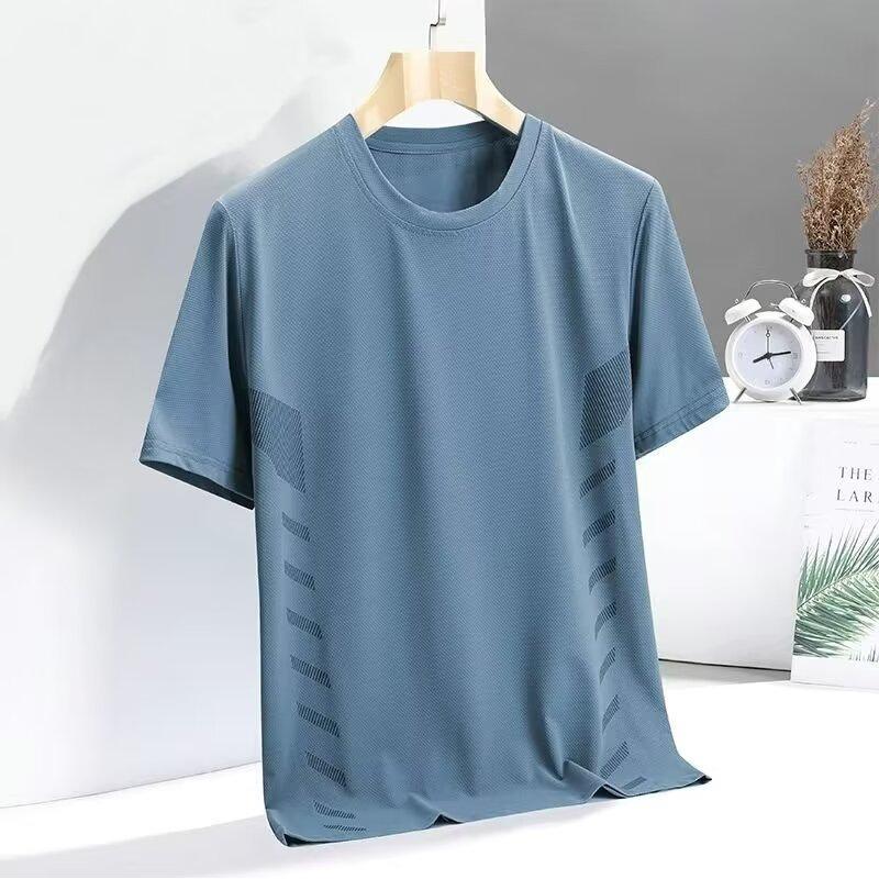 Ice Silk Running Quick-Drying Short-Sleeved Summer Mesh Fitness Sports Leisure Direct Sales Thin Loose Men'S Top