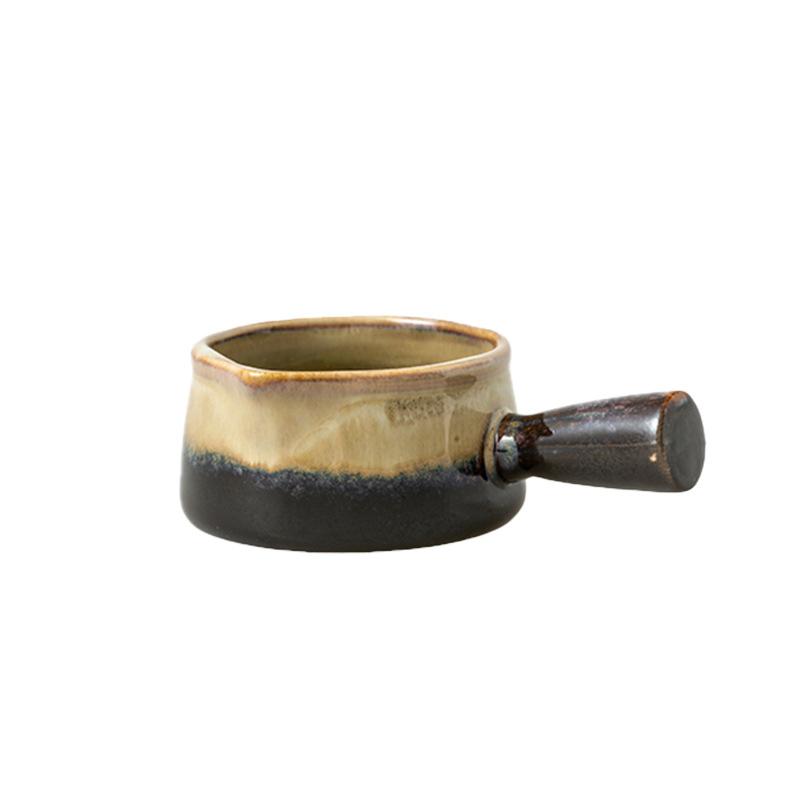 

1PC Sauce Smooth Kiln-Changed Daily Dish Space-Saving Japanese Tabletop With Handle Easy-to-Clean Vintage Food-Safe 100x35mm