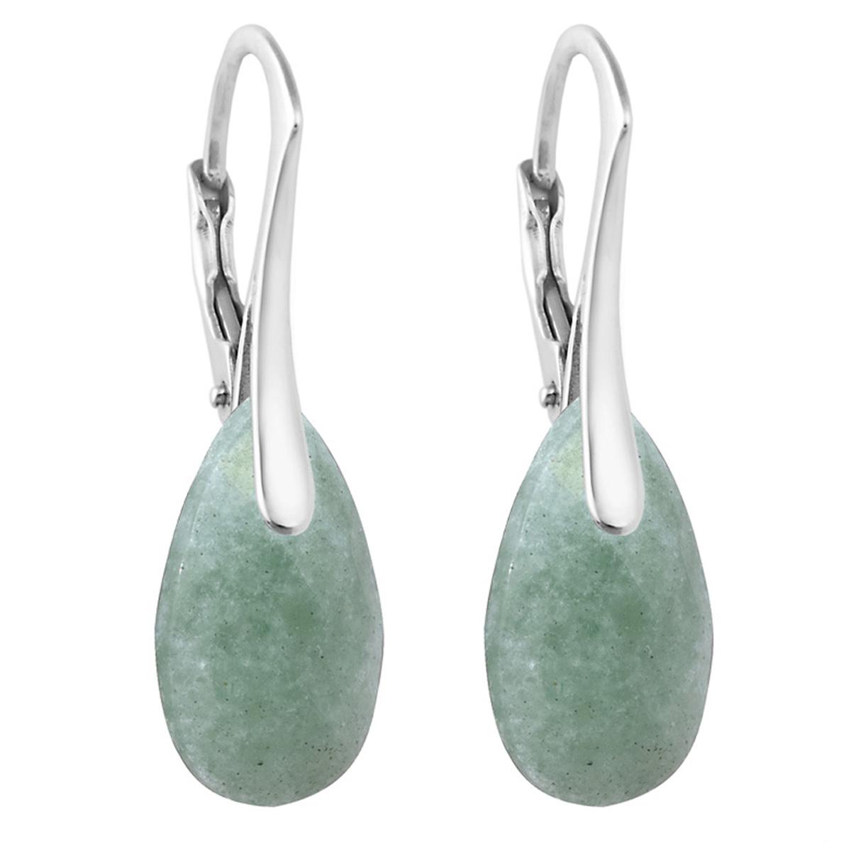 

Lily-Crystal [R5993] - Серебряные серьги ручной работы Минералия серебряный авантюрин - 15x10 мм