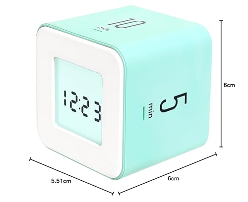Mooas Multi-Cube Timer/Rotating Timer, Simple Operation, Clock & Alarm (Mint)
