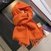 100 wool clip flower solid color scarf women's winter new unisex high-end versatile gift
