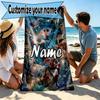 Custom Name Personalized Avatar Print Beach Towel, for Trip Camping Beach Party Home Decor, Birthday Gift for Family & Friends