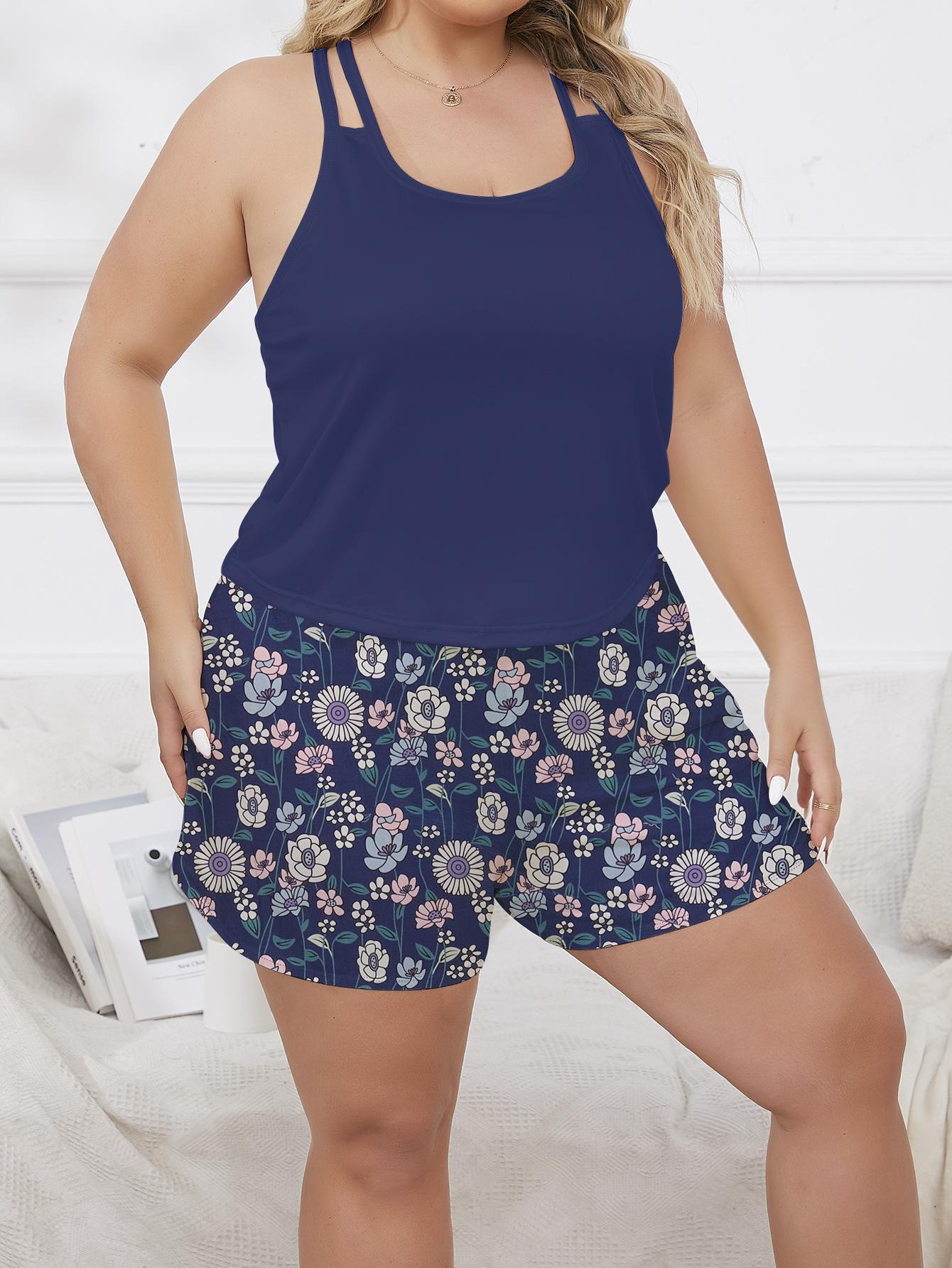 

Женская пижама из двух частей с шортами на шее, повседневная свободная домашняя одежда 3XL