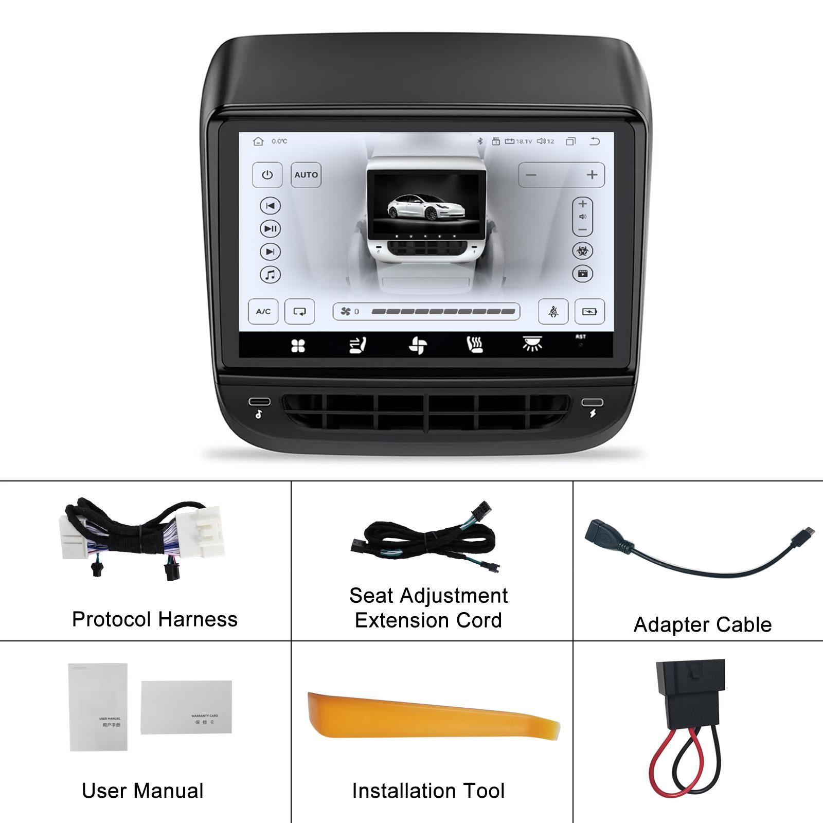 

7-дюймовый мультимедийный Android-экран для заднего сиденья автомобиля, развлекательный видеоплеер для Tesla Model 3 или Model Y, задняя панель кондиционера 4GB+64GB