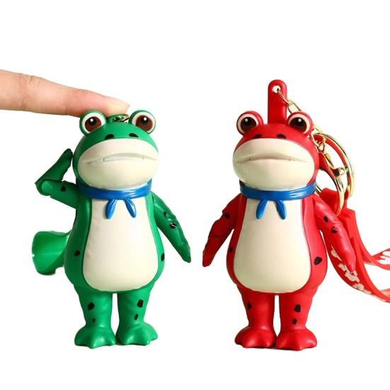 1/2Pcs Frog Keychain Decor Cartoon Backpack Purse Charm Realistic Frog Texture