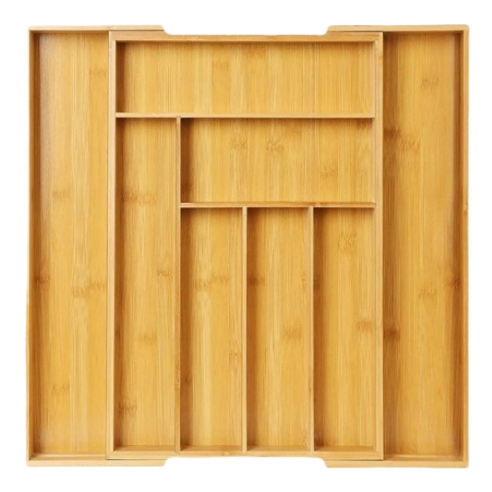 

Регулируемый расширяемый бамбуковый органайзер для ящика для вилок, ножей, столового серебра, расширяемый кухонный ящик, кухонный органайзер-лоток