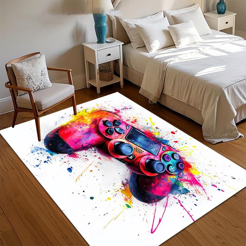 

Game Controller Kids Room Rug E-sports Chair Carpet Non-Slip Carpets for Living Room Vibrant Splash Art Design Soft Floor Mat 40x60CM