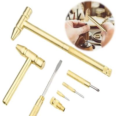 Copper Alloy Mini Craft Hammer Gold Color Brass Material Multi-function Hammer Detachable 6 In 1 Hand Tool Precision Work