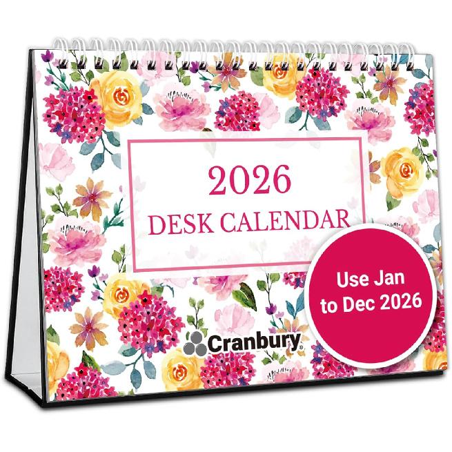 CRANBURY 2026 Small Desk Calendar 8x6, Standing Flip Desktop Calendar 8 x 6, Seasons Design, Large Squares with Notes Section, Jan – Dec 2026, 2026 цветочный