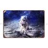 Astronaut Spacesuit Metal Sign Pub Mural Design Pub Classic Living Room Iron Tin Sign Poster
