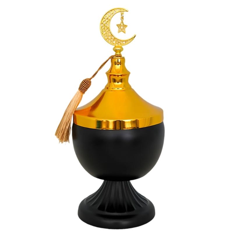Decorative Ramadans Metal Candy Dish with Lid Islamic Party Tray For Seasonal Displays And Everyday Storage Purposes