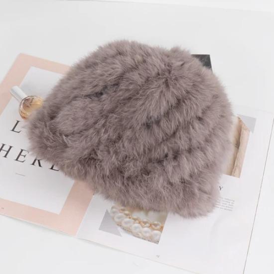 

Новый бренд Вязаная Модная Шапка из Натурального Кроличьего Меха для Девочек Женская Зимняя Теплая Вязаная Шапка-Бини из Натурального Кроличьего Меха Уличная Пушистая Меховая Шапка Good elastic серый