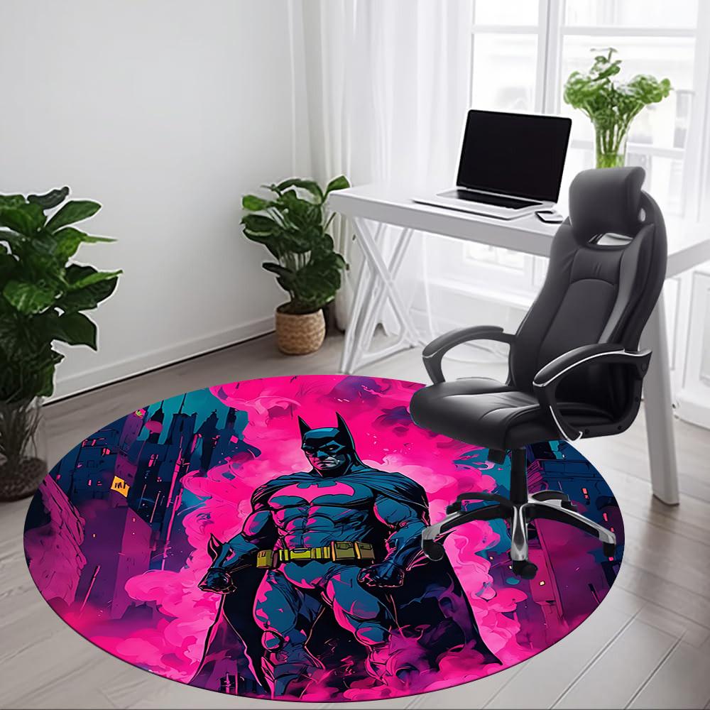 1pc Batman Cityscape Office Round Area Rug, Under Office Chairs Bedroom Living Room Home Decor, Room Deco, Available in Various Sizes