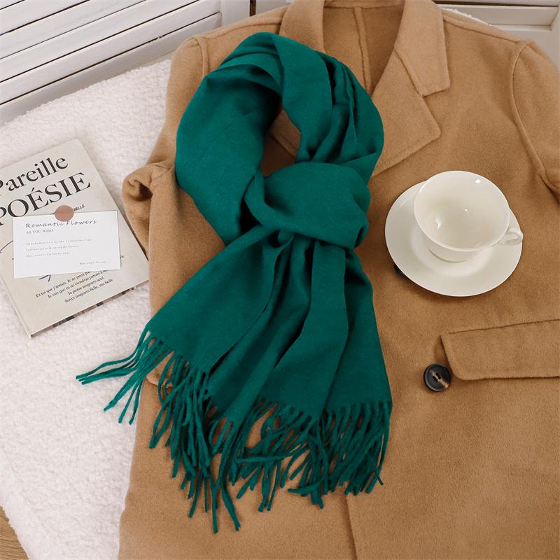 

30*180cm Korea Styles Solid Color Cashmere Winter Warm Women Scarf Thicken Shawl Tassels Pashmina Hijab Wrap Windproof Foulard 30x180cm