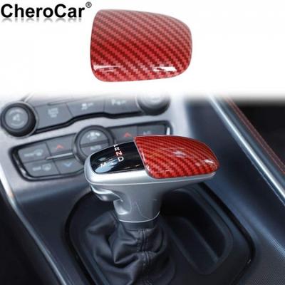 Red Carbon Fiber Gear Shift Knob Cover Trim for 2015-20 Dodge Challenger Charger