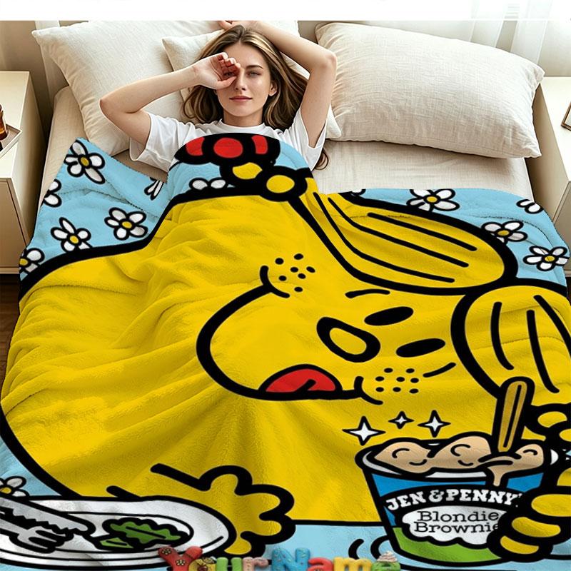 1PC Mr. Men Little Miss Custom Name Patterned Flannel Blanket Suitable For All Seasons for Home Decor Warmth and Comfort Gifts Holiday Present