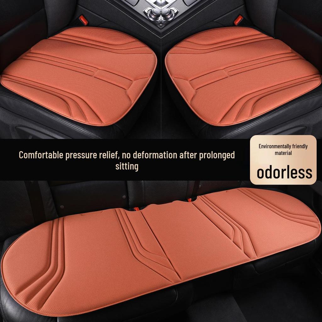 Three-Piece Seaweed Fiber Car Seat Cushion Set: Universal, Comfortable, Breathable, Non-Slip, All-Season Cover.