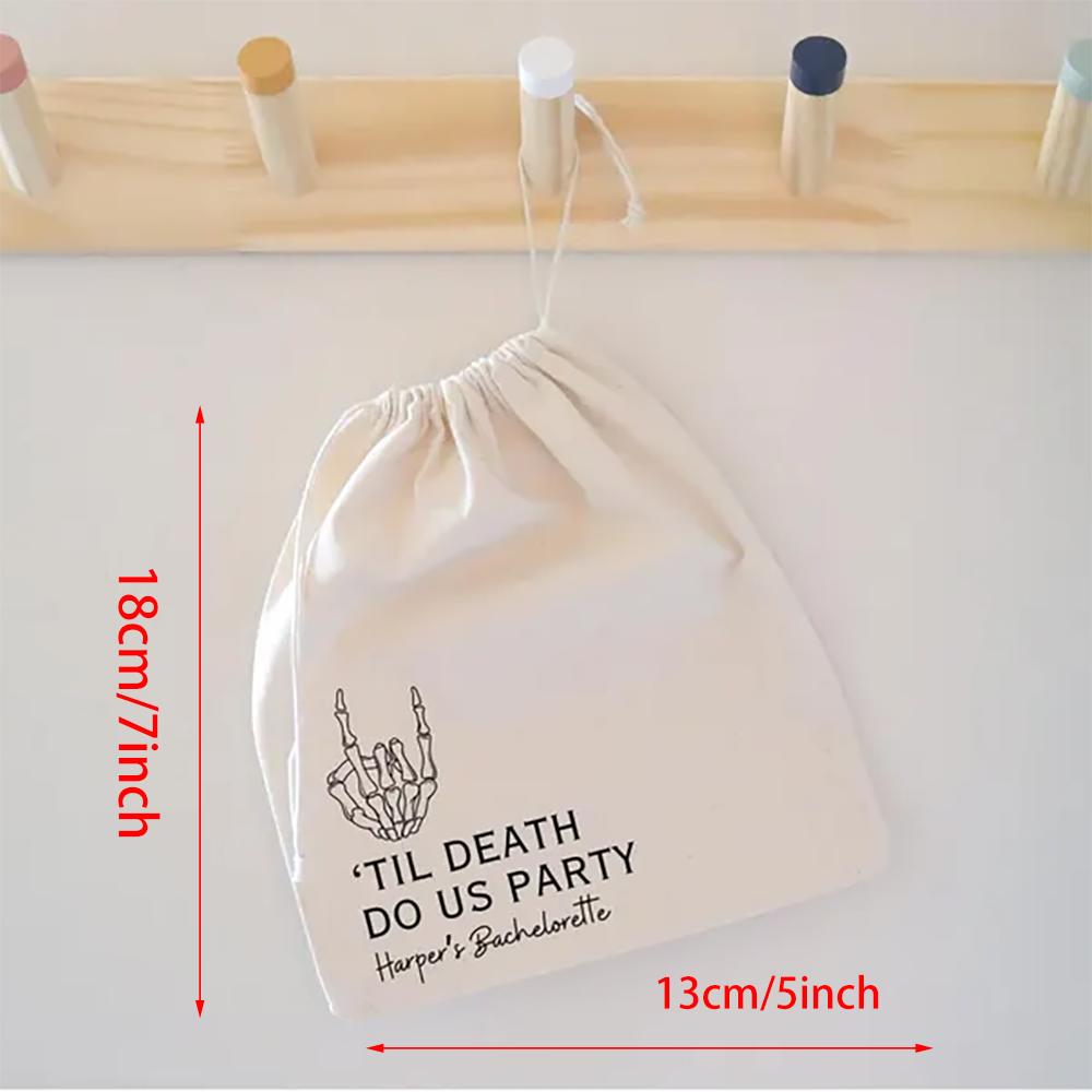 Personalized 5Pcs Til Death Do Us Party Bachelorette Party Recovery Kit for Bridesmaids Hangover Bags Gothic Skull Halloween
