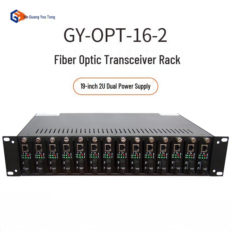 16-Slot Dual Power Fiber Optic Transceiver Chassis