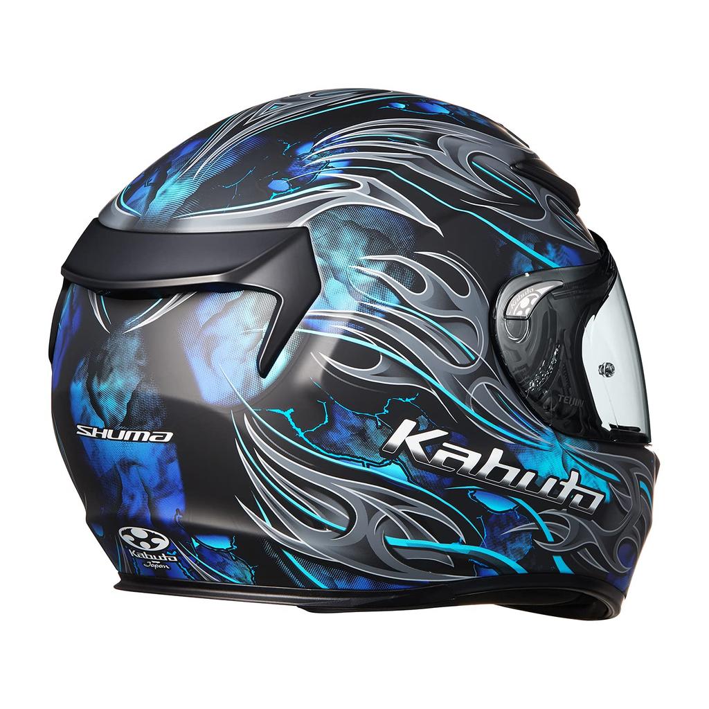 OGK Kabuto SHUMA FLAME Motorcycle Flat Size 2086224 Helmet, Black/Blue, M,