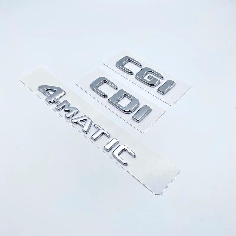 Buchstaben-Emblem für Mercedes Benz CDI CGI TDI 4Matic, Auto-Styling, Kofferraum-Typenschild, Logo-Aufkleber, flache Schriftarten, silberfarben, glänzend, Schwarz