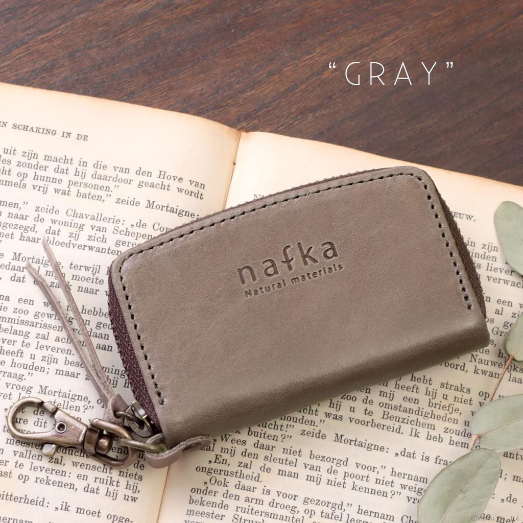 Nafka Women's Key Case, Smart Key Compatible, Genuine Mostro Leather, Made in Japan [NFK-72009] (Gray)