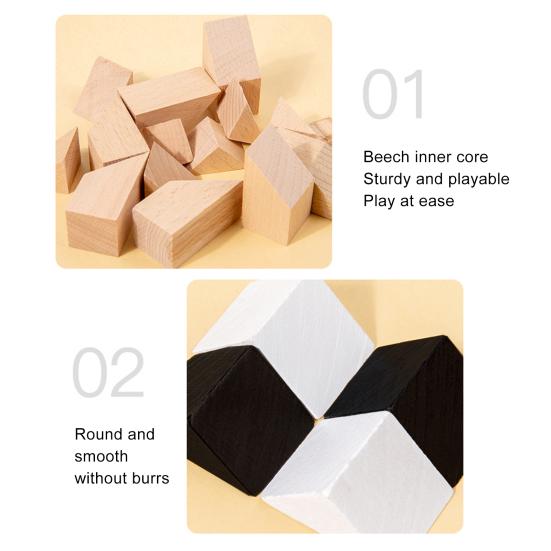 1 Set Verstecktes Puzzle Baustein Spielzeug Denksportaufgabe Schwarz Weiß Holzblock Brettspiel Kleinkinder Farbform Lernen Fokus Training STEM Pädagogisches
