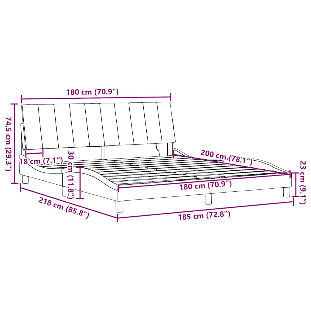 Bed Frame without Mattress  Hanko  Black 180x200 cm Fabric