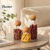 Gift for Home Organization Glass Storage Jar with Wooden Ball Cork Lid, Moisture-proof Airtight Food Heat Resistant Jars Container, Transparent