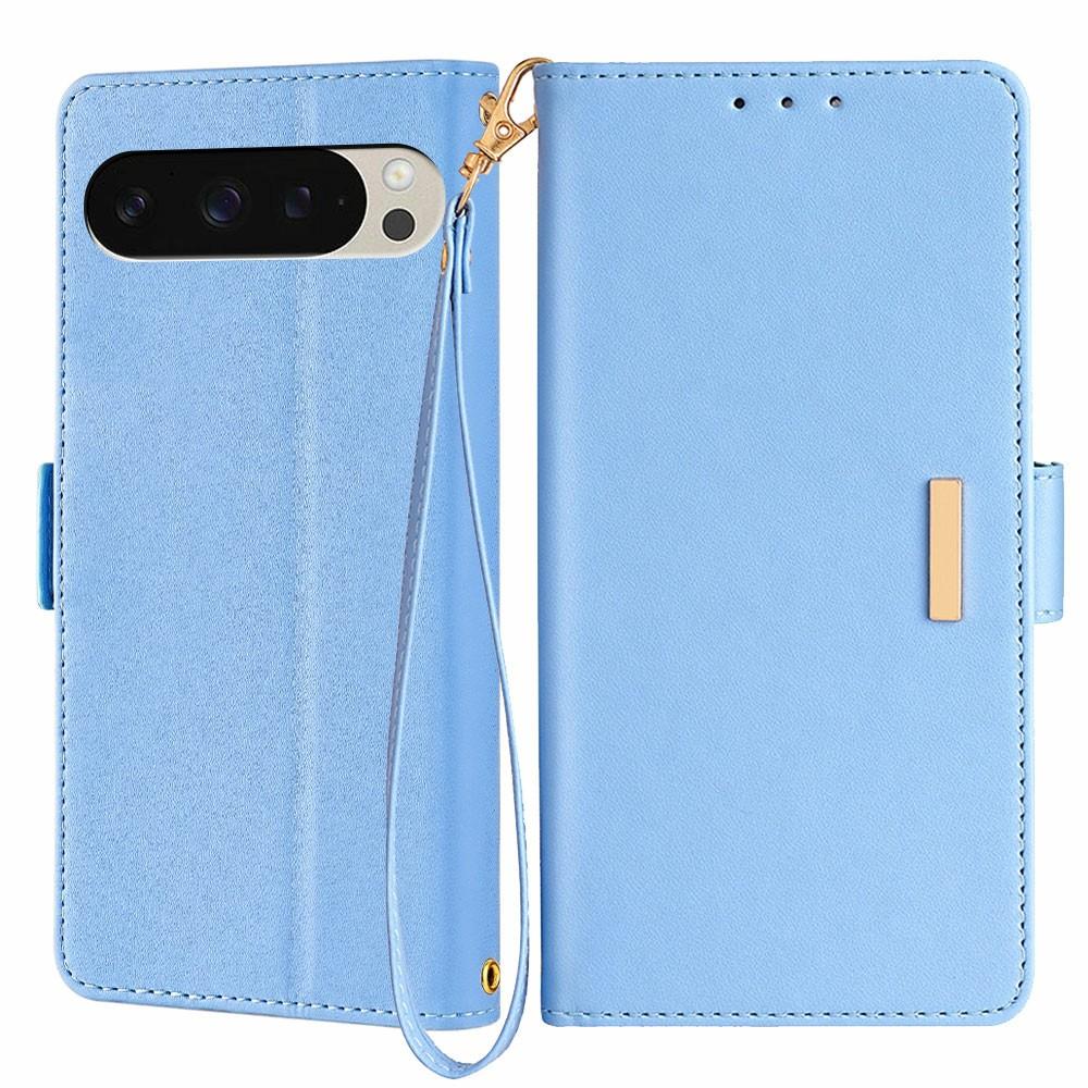 

For Google Pixel 9 Pro/Pixel 9 Leather Wallet Case RFID Blocking Stand Cover with Hand Strap C