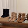 High Heel Pointed Skinny Suede Martin Boots Women's Boots 2025 Autumn and Winter Western Cowboy Medium Boots Pile Boots Short Boots