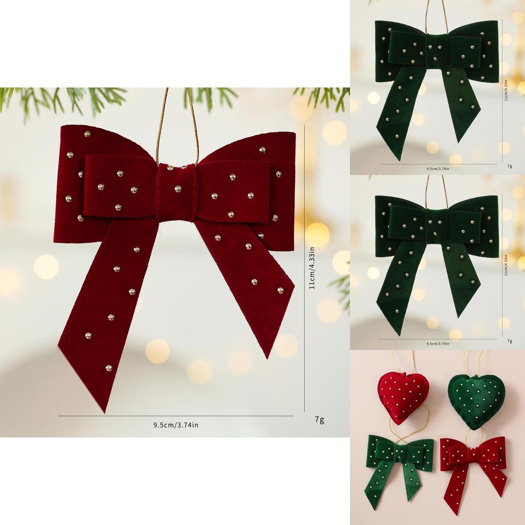 Christmas Tree Hanging Decorations With Heart And Bow Design For Holiday Decor