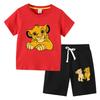 Potdemiel The Lion King T Shirt Two Piece Tracksuits Set Simba Cartoon Teenagers Boys Sport Outfits Summer Kids Clothes