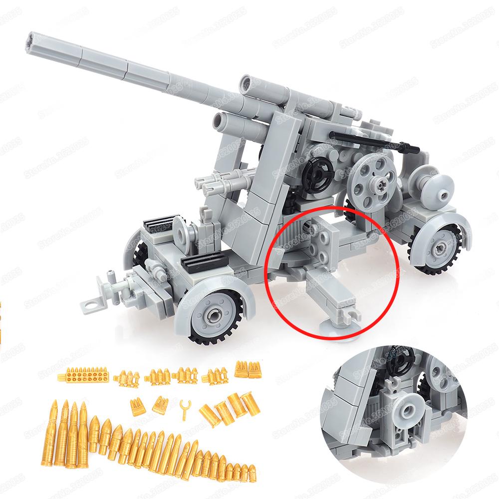 Militare Esercito Tedesco 88 FLAK Artiglieria Blocchi da Costruzione Soldato Figure WW2 Campo di Battaglia Armi Anticarro Modello in Scala Regalo per Bambino Giocattolo per Ragazzo