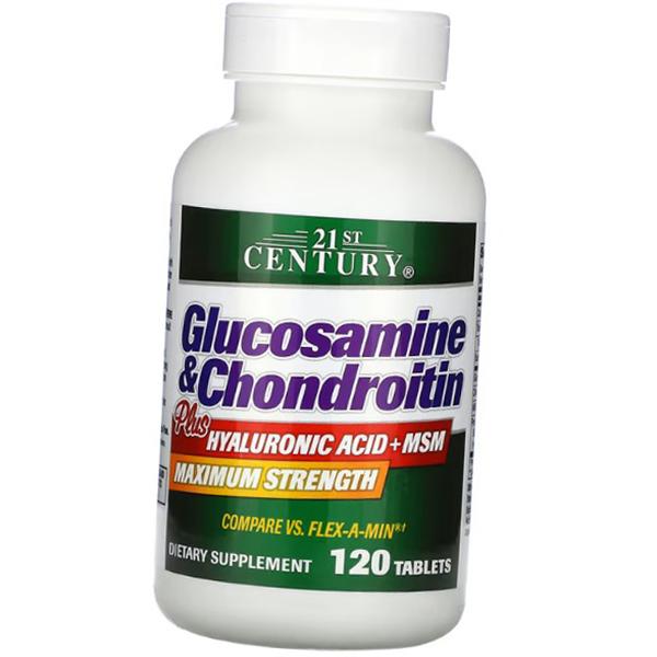 Комплексный хондропротектор, Glucosamine Chondroitin Plus Hyaluronic Acid + MSM, 21st Century  120таб (03440013)