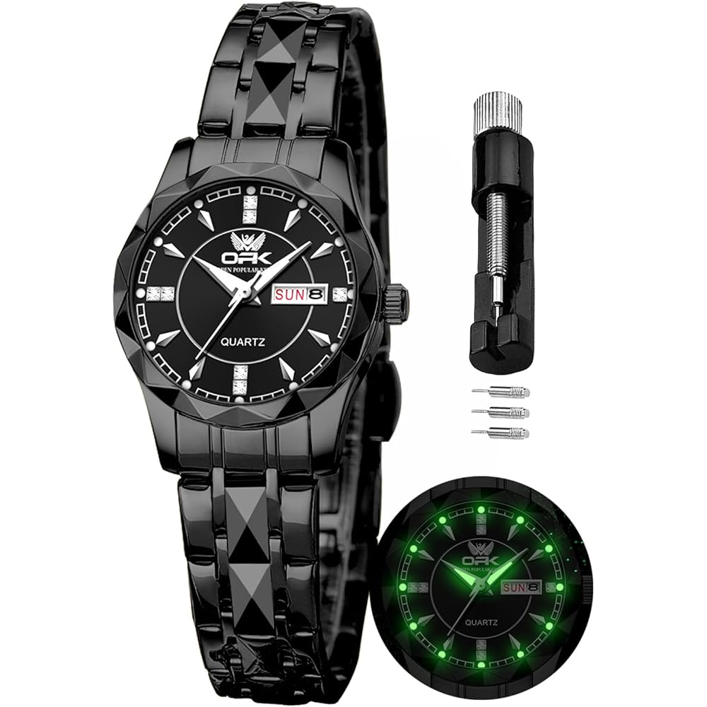 OPK Women s Quartz Analog Watch Simple Lightweight Classic Waterproof Black Full Black