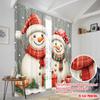 2pcs,2D Plane Printing Minimalist Curtains Cute Snowmen Christmas Presents_a Versatile Fabric (without Rod) Outdoor Decorations