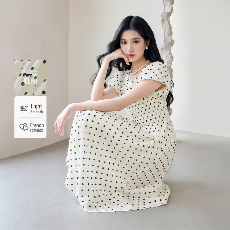 

Qiusui Yiren V-Neck Polka Dot Summer Dress L