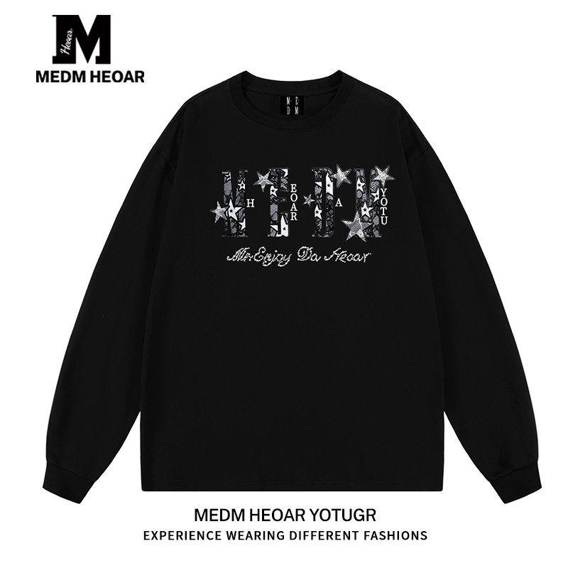 Medm Heoar Long-Sleeved T-Shirt for Men and Women, Loose Fit, Spring and Autumn Base Layer Top [All Three Labels Complete]