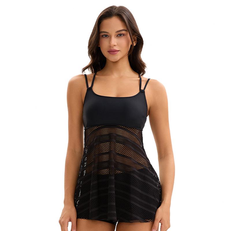 Sports split swimsuit women s conservative European and American sexy backless flat-angle special fabric swimsuit S чёрный