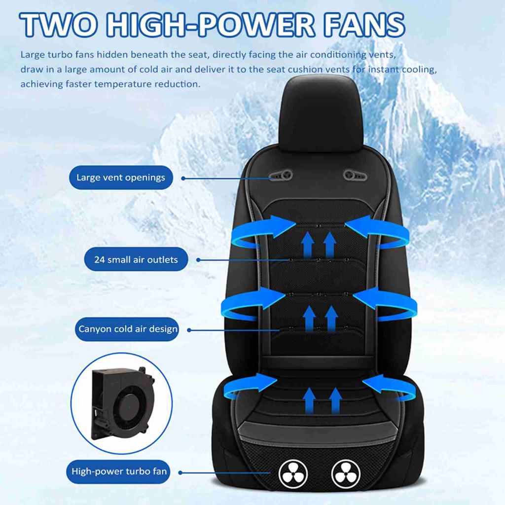 12V/24V Car Cooling Seat Cushion Ventilated Breathable Seat Cover with Fans Summer Cool Seat Pad for Car Truck Brown Cooling