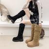 Thick-soled Brown Maillard Boots Women's 2025 New Autumn and Winter Wasteland Wind Heap Boots Tall Knight Boots